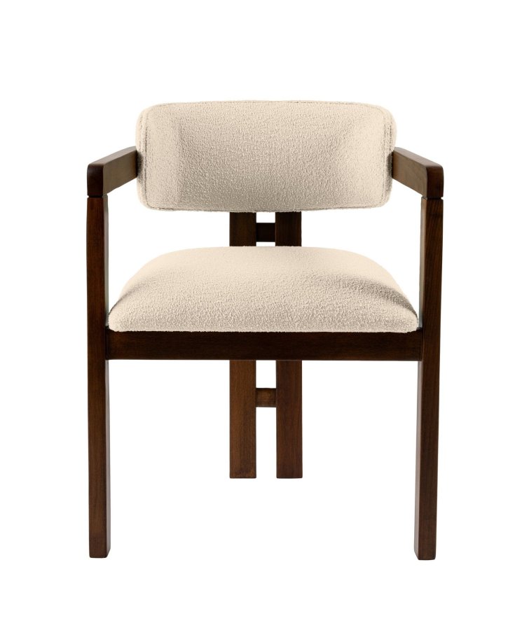 NORDVÄRK Mistral spisebordsstol, m. armln - rhvid polyester og valndfarvet bgetr