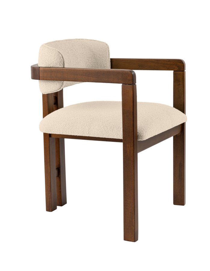 NORDVÄRK Mistral spisebordsstol, m. armln - rhvid polyester og valndfarvet bgetr