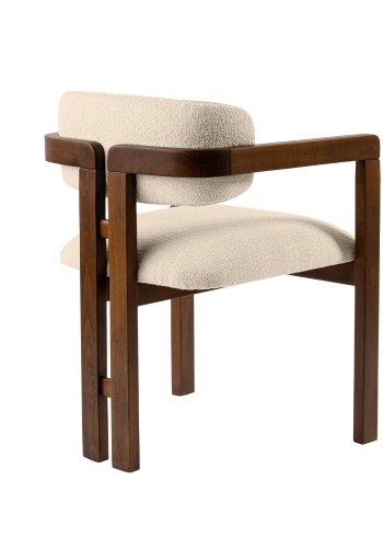 NORDVÄRK Mistral spisebordsstol, m. armln - rhvid polyester og valndfarvet bgetr