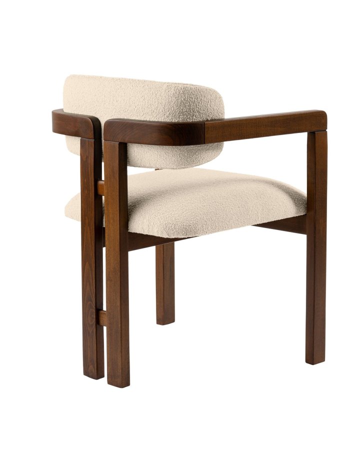 NORDVÄRK Mistral spisebordsstol, m. armln - rhvid polyester og valndfarvet bgetr