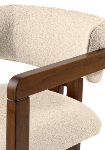 NORDVÄRK Mistral spisebordsstol, m. armln - rhvid polyester og valndfarvet bgetr