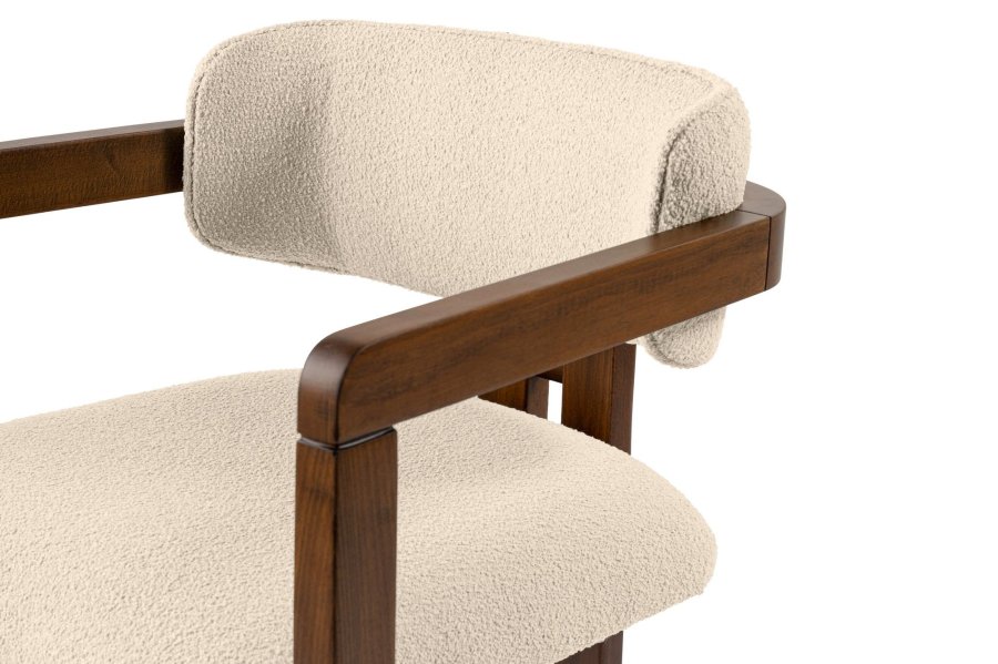 NORDVÄRK Mistral spisebordsstol, m. armln - rhvid polyester og valndfarvet bgetr