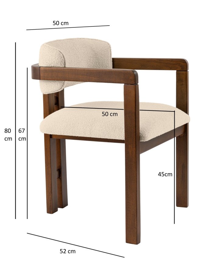 NORDVÄRK Mistral spisebordsstol, m. armln - rhvid polyester og valndfarvet bgetr