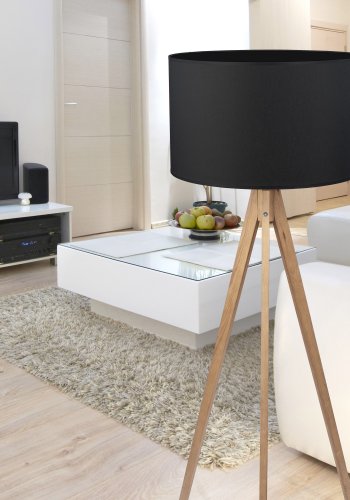 TK Treviso gulvlampe - sort stof og natur tr