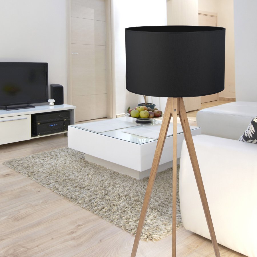 TK Treviso gulvlampe - sort stof og natur tr