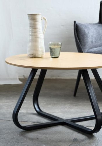 Cesura sofabord, rund - natur egemelamin og sort metal (80)