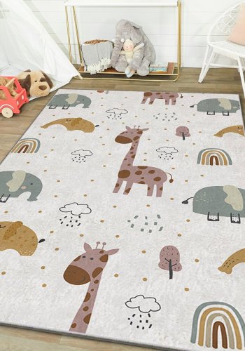 TEPPI HMI gulvtppe til brn, rektangulr - multifarvet polyester (180x280)