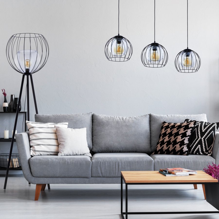 TK Universo gulvlampe - grafit glas og sort metal