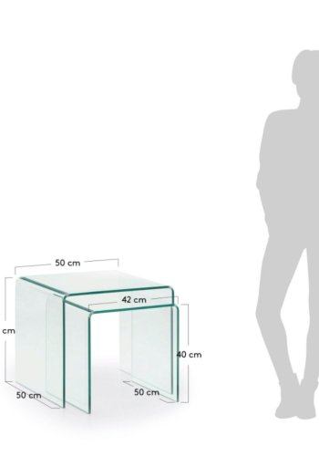 KAVE HOME Burano indskudsborde, firkantet - klar glas (st m. 2)