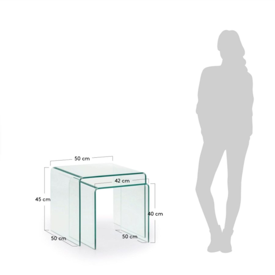 KAVE HOME Burano indskudsborde, firkantet - klar glas (st m. 2)