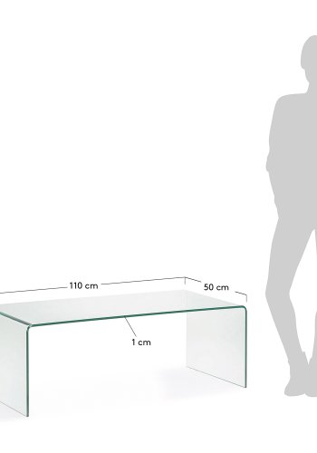 KAVE HOME rektangulr Burano sofabord - klar glas (110x50)