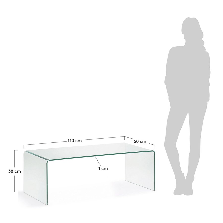 KAVE HOME rektangulr Burano sofabord - klar glas (110x50)