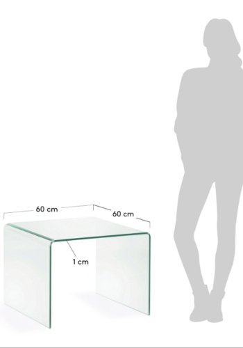 KAVE HOME Burano sidebord, kvadratisk - klar glas (60x60)