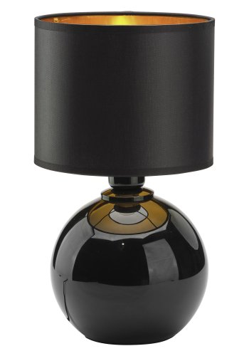 TK Palla bordlampe, Lille - guld, sort stof og sort glas