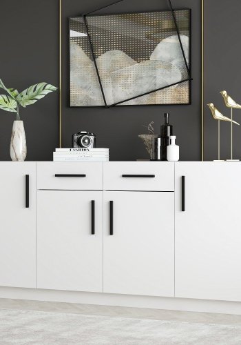 FUNZI LIVING sknk, m. 4 lger, 2 skuffer og 6 hylder - hvid melamin