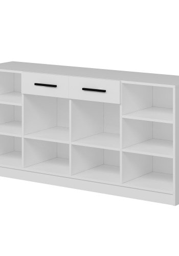 FUNZI LIVING sknk, m. 4 lger, 2 skuffer og 6 hylder - hvid melamin