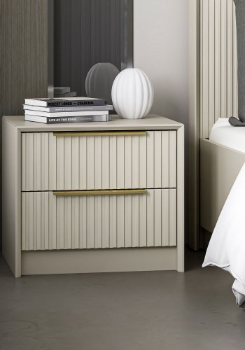 FUNZI LIVING Kale Luxe natbord, m. 2 skuffer - sten melamin (53x45)