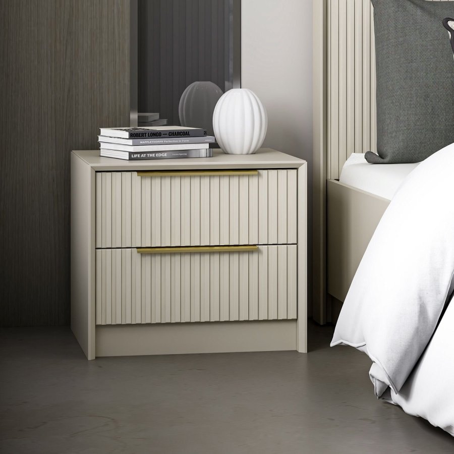 FUNZI LIVING Kale Luxe natbord, m. 2 skuffer - sten melamin (53x45)