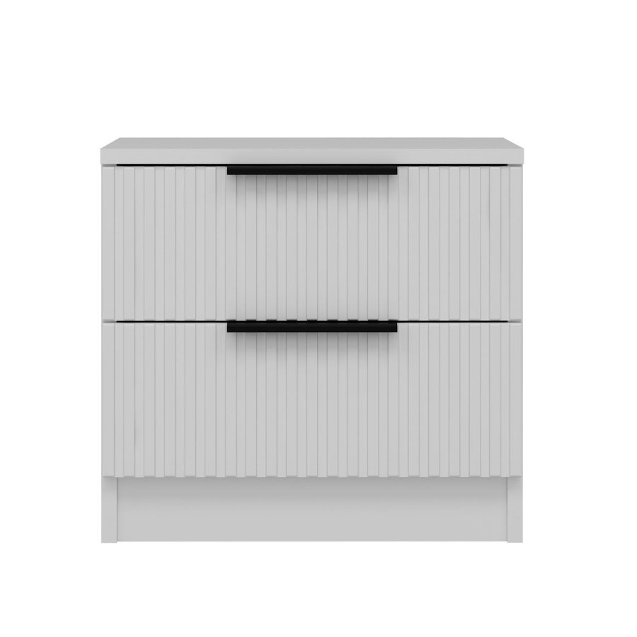 FUNZI LIVING Plus 7910 sengebord, m. 2 skuffer - hvid melamin (54x47)