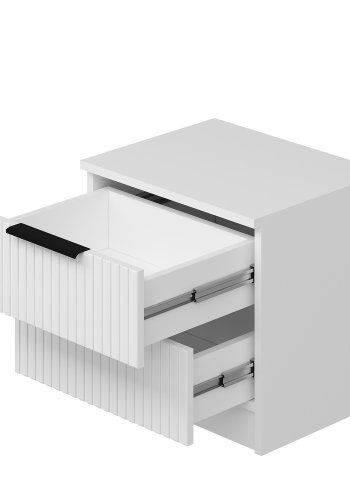 FUNZI LIVING Plus 7910 sengebord, m. 2 skuffer - hvid melamin (54x47)