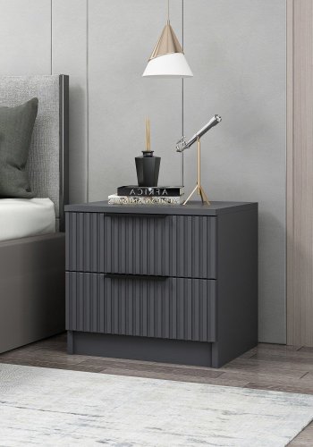 FUNZI LIVING Plus 7898 sengebord, m. 2 skuffer - antracitgr melamin (50x47)