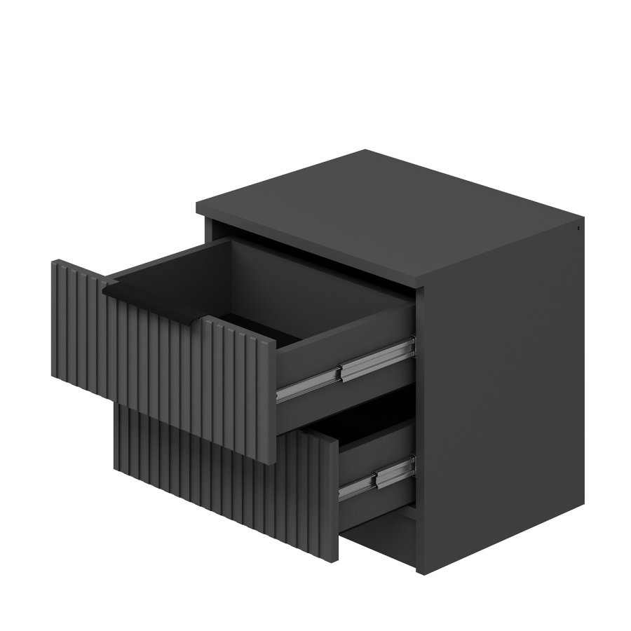 FUNZI LIVING Plus 7898 sengebord, m. 2 skuffer - antracitgr melamin (50x47)