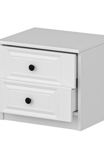 FUNZI LIVING 4923 sengebord, m. 2 skuffer - hvid melamin (54x47)