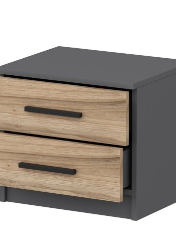 FUNZI LIVING 4920 sengebord, m. 2 skuffer - valnddefarvet melamin (54x47)