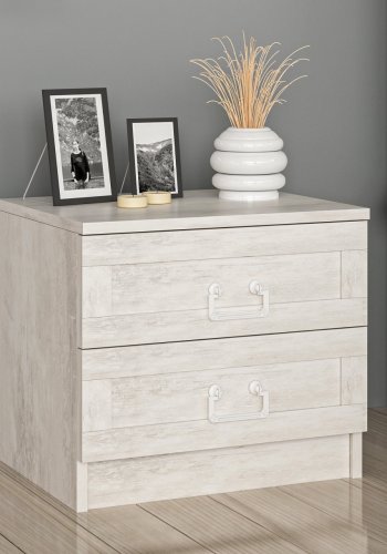 FUNZI LIVING 4922 sengebord, m. 2 skuffer - hvid melamin 54x47)