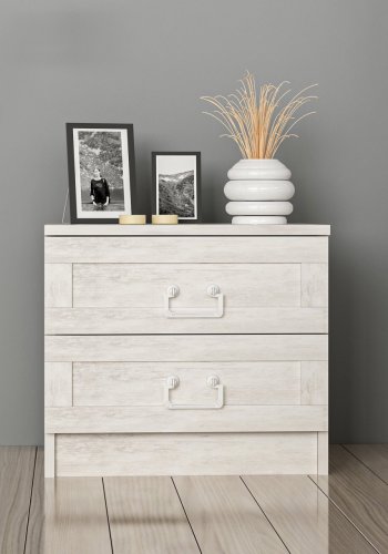 FUNZI LIVING 4922 sengebord, m. 2 skuffer - hvid melamin 54x47)