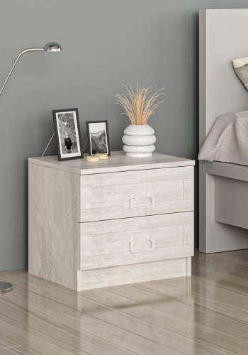 FUNZI LIVING 4922 sengebord, m. 2 skuffer - hvid melamin 54x47)