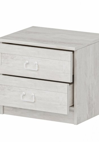 FUNZI LIVING 4922 sengebord, m. 2 skuffer - hvid melamin 54x47)