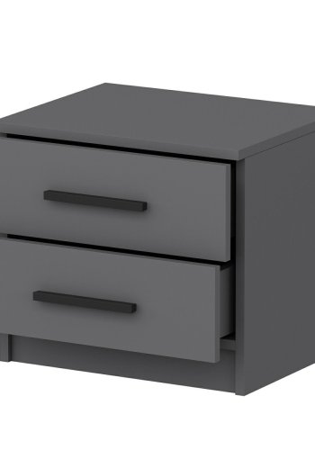 FUNZI LIVING 4921 sengebord, m. 2 skuffer - antracitgr melamin (54x47)