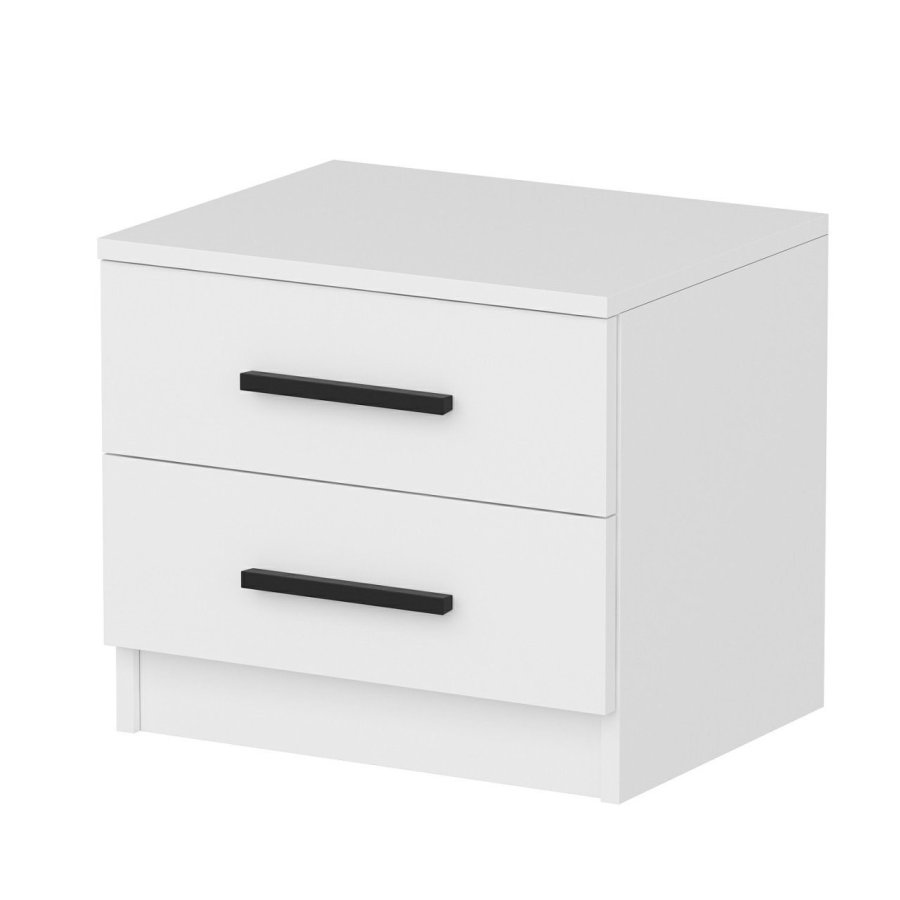 FUNZI LIVING 84 sengebord, m. 2 skuffer - hvid melamin (50x47)