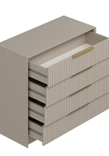 FUNZI LIVING Luxe 7940 kommode og ovalt vgspejl, m. 4 skuffer - spejlglas og stone melamin