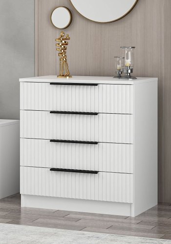 FUNZI LIVING 7912 kommode, m. 4 skuffer - hvid melamin