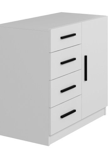 FUNZI LIVING 7901 kommode, m. 1 lge, 2 hylder og 4 skuffer - hvid melamin