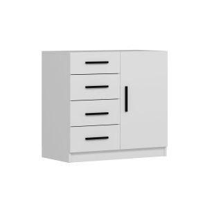 FUNZI LIVING 7901 kommode, m. 1 lge, 2 hylder og 4 skuffer - hvid melamin