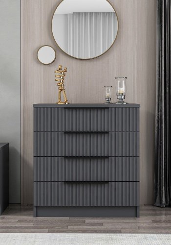 FUNZI LIVING 7899 kommode, m. 4 skuffer - antracitgr melamin