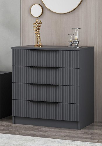 FUNZI LIVING 7899 kommode, m. 4 skuffer - antracitgr melamin