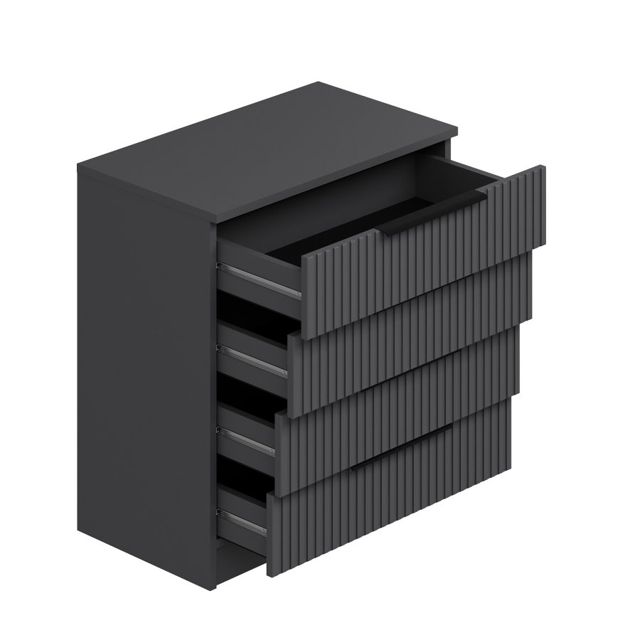 FUNZI LIVING 7899 kommode, m. 4 skuffer - antracitgr melamin