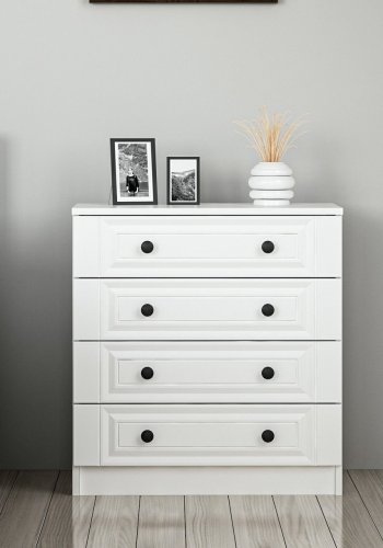 FUNZI LIVING 4927 kommode, m. 4 skuffer - hvid melamin