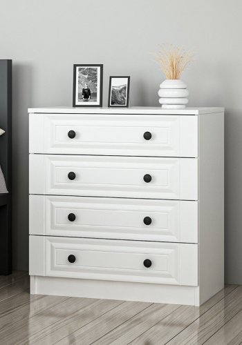 FUNZI LIVING 4927 kommode, m. 4 skuffer - hvid melamin