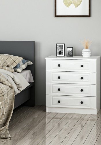 FUNZI LIVING 4927 kommode, m. 4 skuffer - hvid melamin