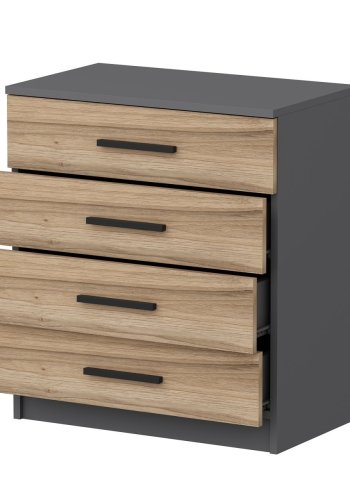 FUNZI LIVING 4924 kommode, m. 4 skuffer - valnddefarvet melamin