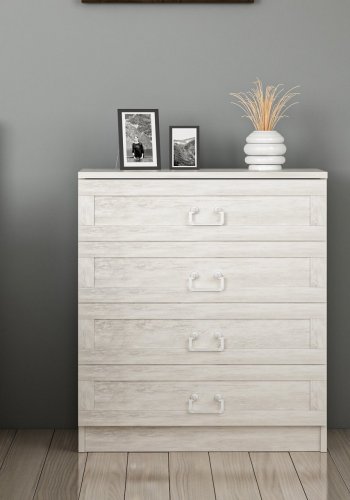 FUNZI LIVING 4926 kommode, m. 4 skuffer - hvid melamin