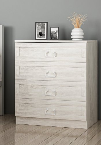 FUNZI LIVING 4926 kommode, m. 4 skuffer - hvid melamin