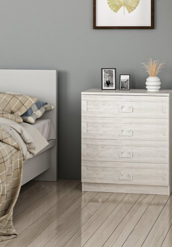 FUNZI LIVING 4926 kommode, m. 4 skuffer - hvid melamin