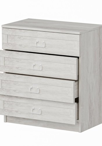 FUNZI LIVING 4926 kommode, m. 4 skuffer - hvid melamin