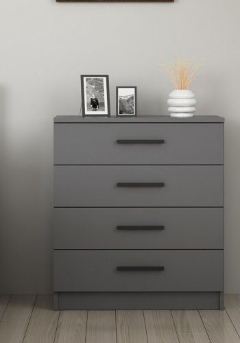 FUNZI LIVING 4925 kommode, m. 4 skuffer - antracitgr melamin